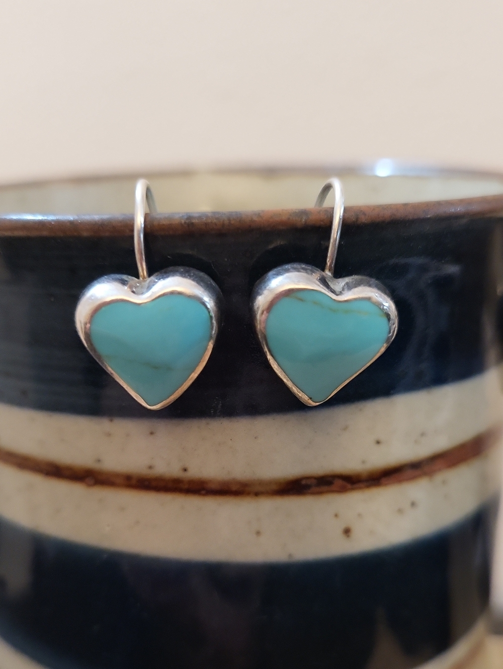 Sterling Silver Turquoise Heart Drop Earrings
